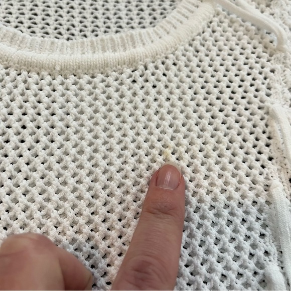 Sandro Paris open knit white fringe sweater women’s Small-medium - Picture 11 of 12